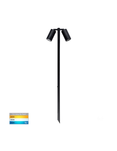 Tivah Black TRI Colour Double Adjustable LED Bollard Spike Light