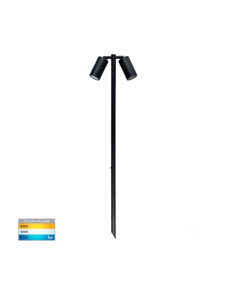 HV1425T - Tivah Black TRI Colour Double Adjustable LED Bollard Spike Light