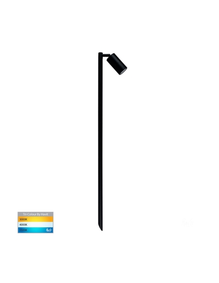 HV1423T - Tivah Black TRI Colour Single Adjustable LED Bollard Spike Light
