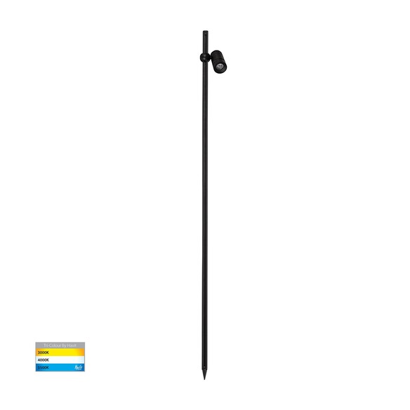 HV1441T-1-BLK - HV1441T-1-Black - Lille Black 1500mm TRI Colour LED Garden Spot Light