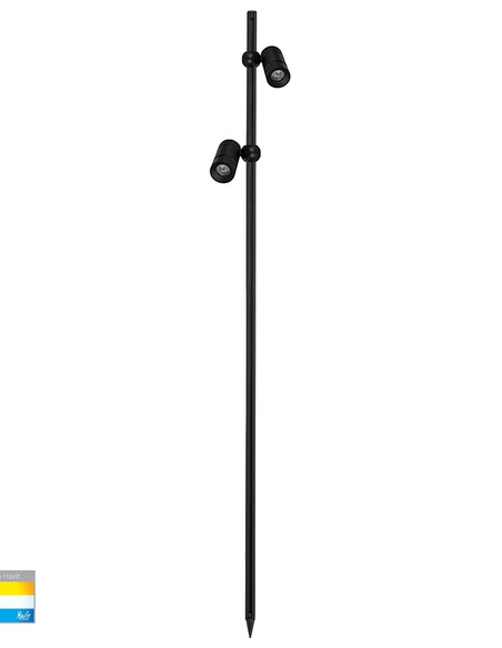 HV1441T-2-BLK - HV1441T-2-Black - Lille Black 1500mm TRI Colour 2 Light LED Garden Spot Light