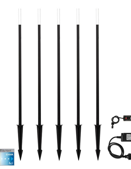 HV1514CCT-BLK-KIT - HV1514CCT-Black-KIT - Drique Aluminium Black CCT 5 Light LED Bollard Spike Light Kit