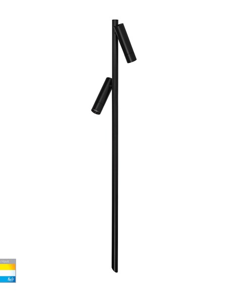 HV1591T-2-BLK-24V - HV1591T-2-Black-24V - Forgo Aluminium Black Double Adjustable Bollard Light with Spike
