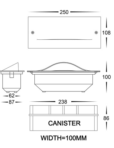 HV3013T-BR-240V - Corba Brass 10W Recessed Brick HV3013T-BR-240V