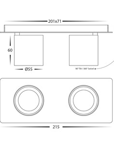 HV4003T-2-WHT - HV4003T-2-White - Sbarra White 2 Light HV4003T-2-WHT 2