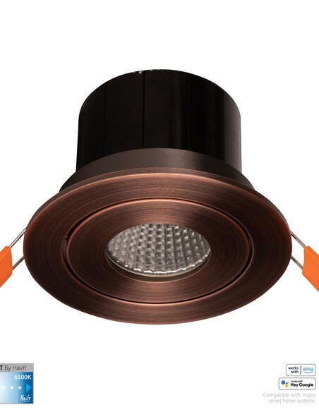 HV5512CCT-AB - Prime Antique Brass Tilt CCT WIFI LED Downlight
