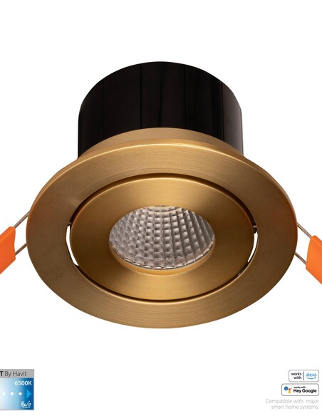 HV5512CCT-BR - Prime Brass Coloured Tilt CCT WIFI LED Downlight