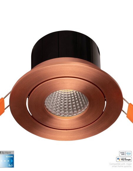 HV5512CCT-CP - Prime Copper Coloured Tilt CCT WIFI LED Downlight