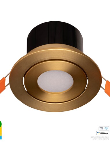 HV5512RGBCW-BR - Prime Brass Coloured Tilt RGBCW WIFI LED Downlight