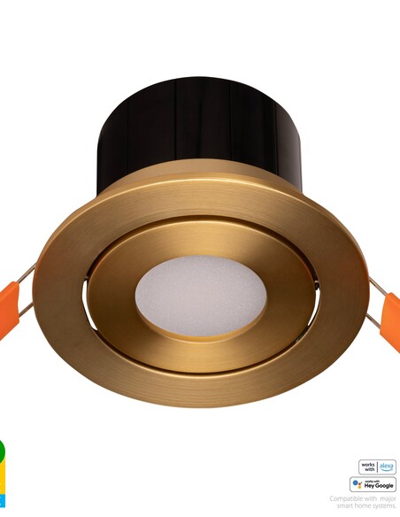HV5512RGBCW-BR - Prime Brass Coloured Tilt RGBCW WIFI LED Downlight