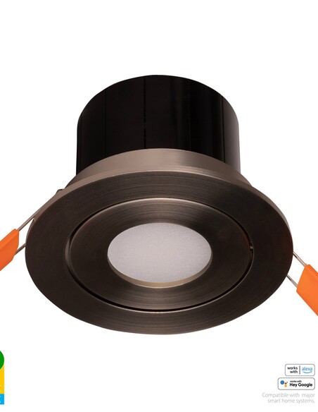 HV5512RGBCW-NK - HV5512RGBCW-Nickel - Prime Nickel Coloured Tilt RGBCW WIFI LED Downlight