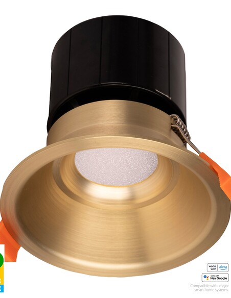 HV5514RGBCW-BR - Prime Brass Coloured Fixed Deep RGBCW WIFI LED Downlight