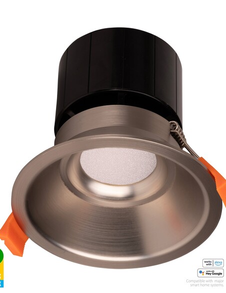 HV5514RGBCW-NK - HV5514RGBCW-Nickel - Prime Nickel Coloured Fixed Deep RGBCW WIFI LED Downlight
