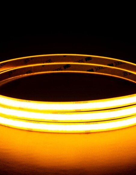 HV9761-IP54-320-Y - 9.6W IP54 24v DC Yellow COB Dotless LED Strip