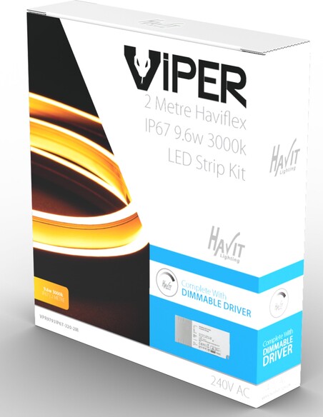 VPR9793IP67-320-2M - Viper Side Bend Haviflex 9.6W Per Metre 2m LED Strip kit 3000K