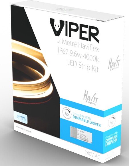 VPR9794IP67-320-2M - Viper Side Bend Haviflex 9.6W Per Metre 2m LED Strip kit 4000K