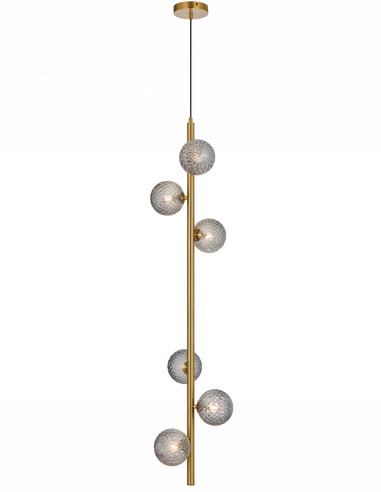 ELSON PE06-AGAMT - ELSON 6 LIGHT PENDANT ANTIQUE GOLD - Amber Tear