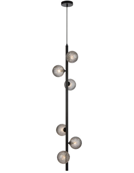 ELSON PE06-BKCLP - ELSON 6 LIGHT PENDANT BLACK - Clear Prism