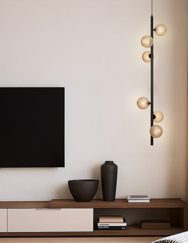 ELSON PE06-BKCLP - ELSON 6 LIGHT PENDANT BLACK - ELSON PE06-BKCLP