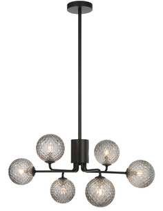 FELTON PE06BKCLP - FELTON 6 LIGHT PENDANT BLACK - Clear FELTON PE06BKCLP