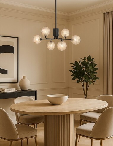 FELTON PE06BKCLP - FELTON 6 LIGHT PENDANT BLACK - FELTON PE06BKCLP