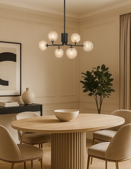 FELTON PE06BKCLP - FELTON 6 LIGHT PENDANT BLACK - FELTON PE06BKCLP