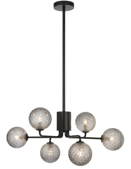 FELTON PE06BKSMT - FELTON 6 LIGHT PENDANT BLACK - Smoke Tear