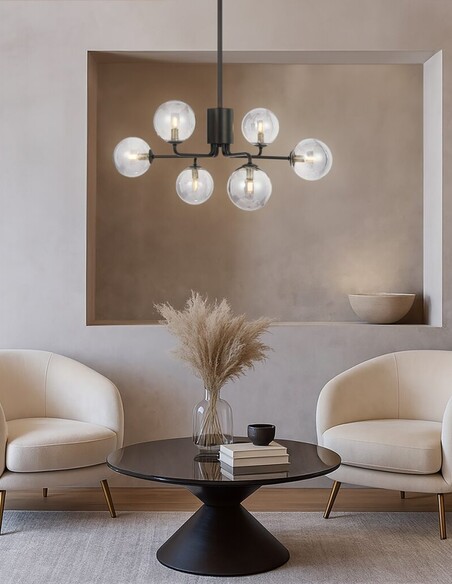 FELTON PE06BKSMT - FELTON 6 LIGHT PENDANT BLACK - FELTON PE06BKSMT