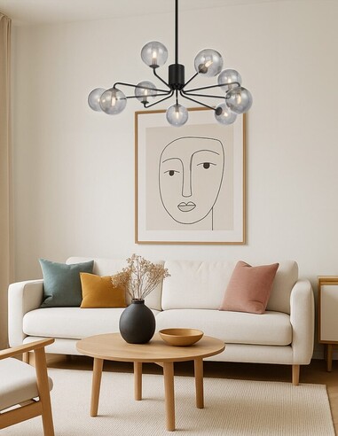 FELTON PE09BKAMT - FELTON 9 LIGHT PENDANT BLACK - FELTON PE09BKAMT
