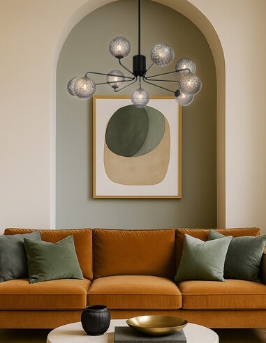 FELTON PE09BKCLP - FELTON 9 LIGHT PENDANT BLACK - FELTON PE09BKCLP
