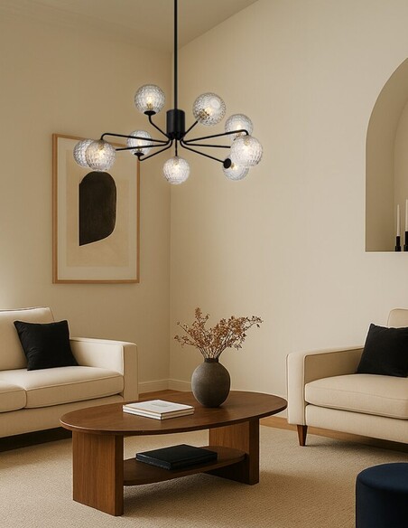 FELTON PE09BKCLP - FELTON 9 LIGHT PENDANT BLACK - FELTON PE09BKCLP