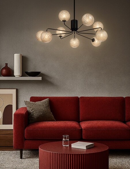 FELTON PE09BKCLP - FELTON 9 LIGHT PENDANT BLACK - FELTON PE09BKCLP