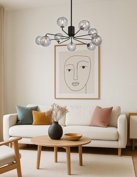 FELTON PE09BKFRT - FELTON 9 LIGHT PENDANT BLACK - FELTON PE09BKFRT