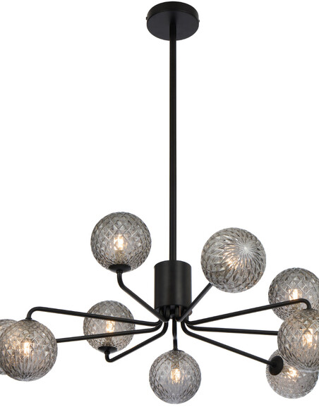 FELTON PE09BKSMT - FELTON 9 LIGHT PENDANT BLACK - Smoke Tear