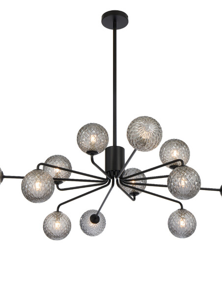 FELTON PE12BKAMT - FELTON 12 LIGHT PENDANT BLACK - Amber Tear