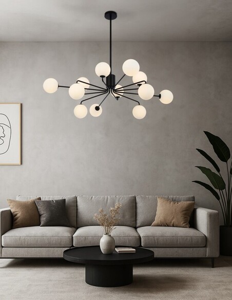 FELTON PE12BKAMT - FELTON 12 LIGHT PENDANT BLACK FELTON PE12BKAMT