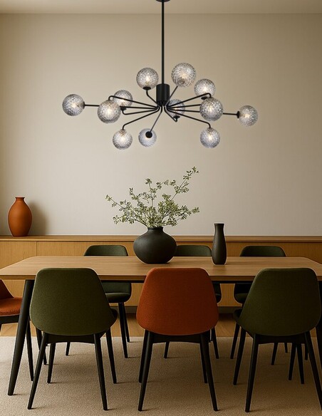 FELTON PE12BKOM - FELTON 12 LIGHT PENDANT BLACK - FELTON PE12BKOM