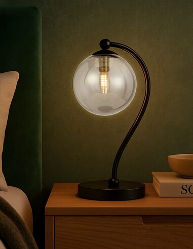 FELTON TL-BKCLP - FELTON TABLE LAMP BLACK - Clear FELTON TL-BKCLP