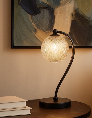 FELTON TL-BKOM - FELTON TABLE LAMP BLACK - Opal FELTON TL-BKOM
