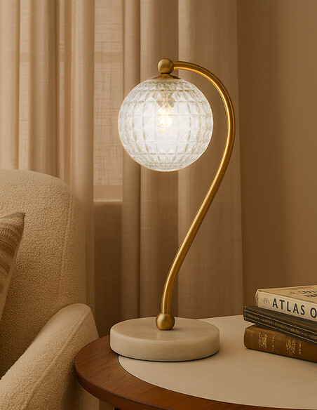 FELTON TL-WHMOM - FELTON TABLE LAMP WHITE MARBLE FELTON TL-WHMOM