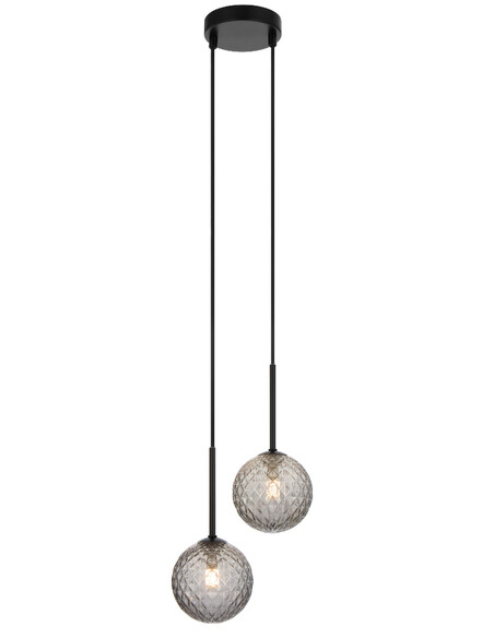 GASTON PE2-BKSM - GASTON 2 LIGHT PENDANT BLACK - Smoke