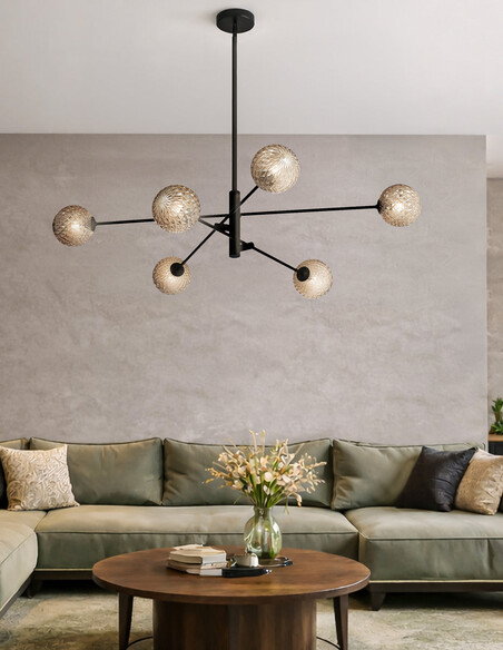GASTON PE6-BKSMT - GASTON 6 LIGHT PENDANT BLACK - GASTON PE6-BKSMT