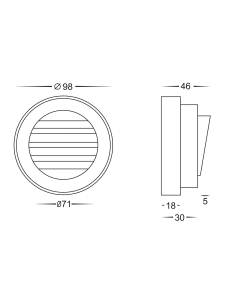 Surface Mounted Step Light with Grill BlackHV2925T-12V 2