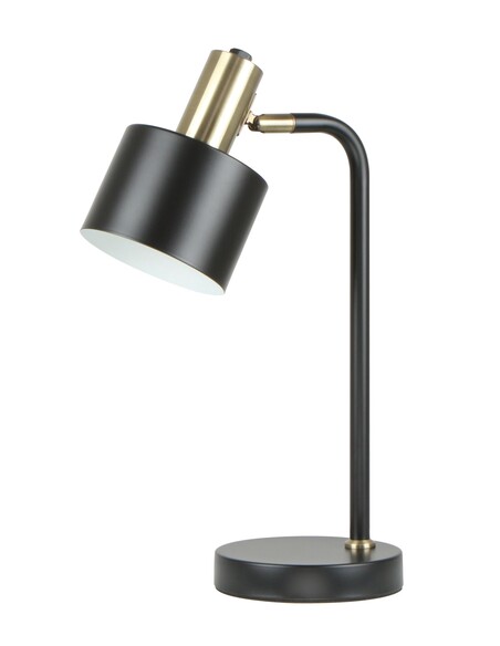 FLOTAR-T1 - Interior Cylinder Iron Shade with Antique Brass Highlight Table Lamps - Black