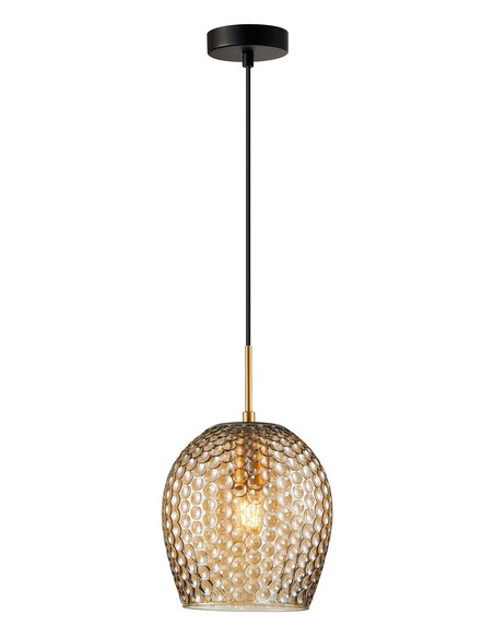 FOSSETTA2 - Interior Wine Glass Shape Dimpled Pendant Lights - Mirror Finish Smokey Black