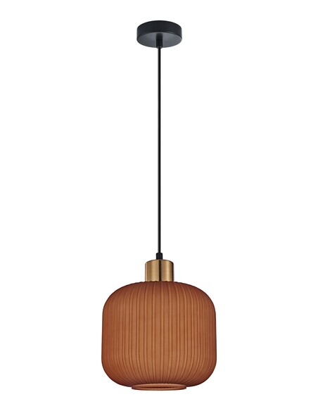 GOMITAS2 - Interior Translucent Glass Shade with Brass Highlight Pendant Lights