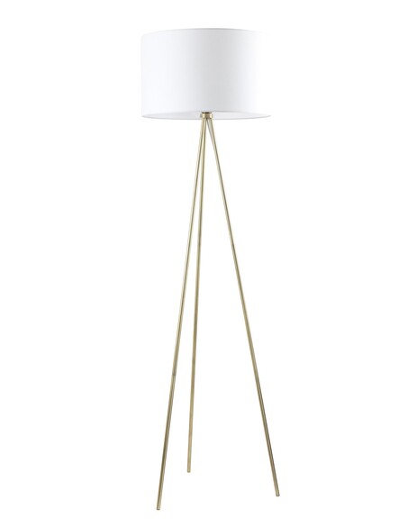 JAMBES-F2 - Drum Shade with Antique Brass Tripod Floor Lamps - White