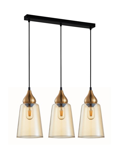 JEREZ2X3S - Bronze Amber/ Smokey Black Ellipse Glass Flat Top Pendant Lights