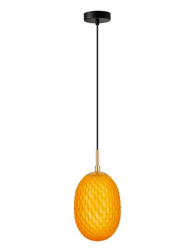 Interior Ellipse Glass Segmented with Brass Highlight Enclosed Pendant Lights