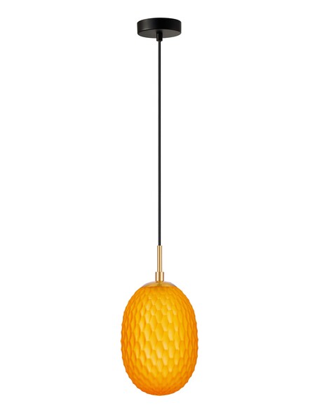 KATHAL1 - Interior Ellipse Glass Segmented with Brass Highlight Enclosed Pendant Lights